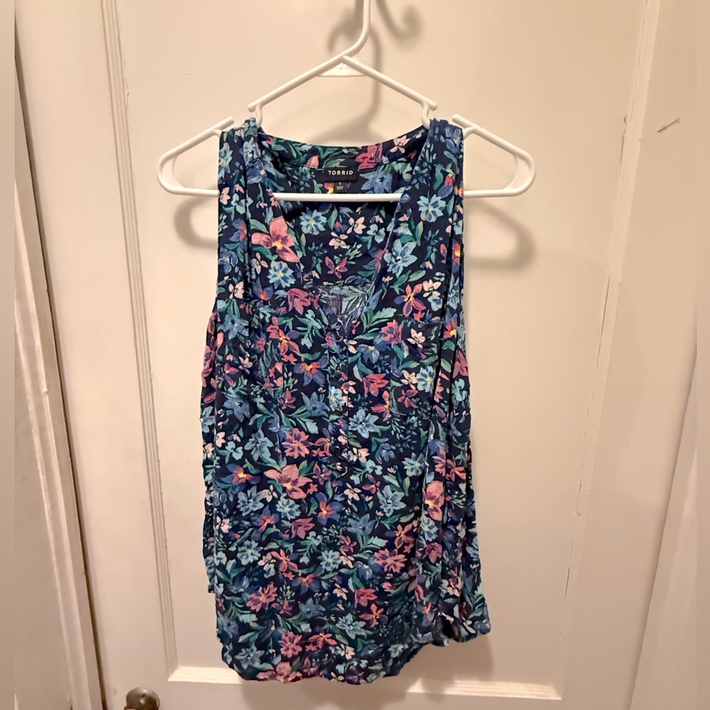 Torrid Floral Sleeveless Top - Blue and Pink